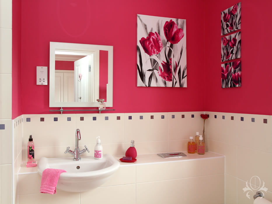 Pink Bathroom Design - Contemporary look in a traditional house