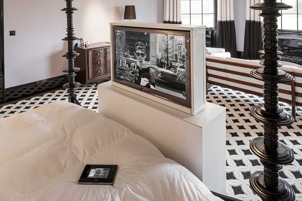 Audio Visual Installation in Bedroom of Luxury House - Home Automation Services from Weybridge Interior Designer